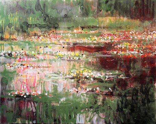 Vibrant Water Lilies Pond Art Print