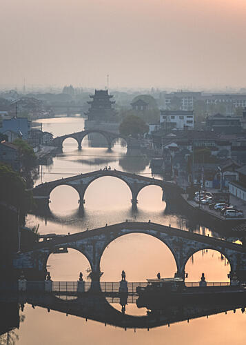 The Bridge of Dream Water Town Art Print by Grace Guo Apa