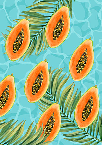 Tropical Papaya Pattern Art Print