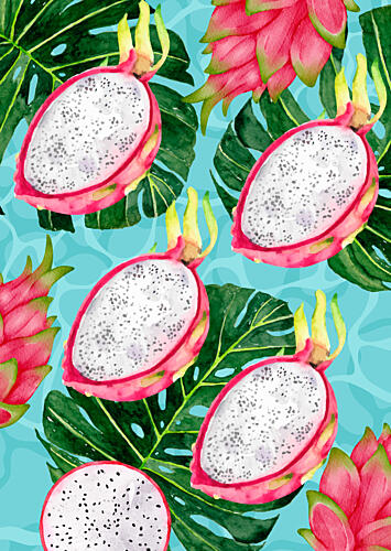 Vibrant Dragon Fruit Pattern Art Print