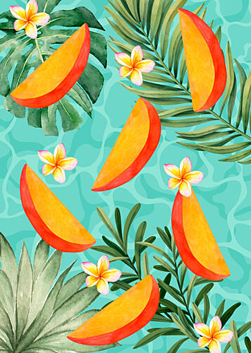 Floating Tropical Mangoes Art Print