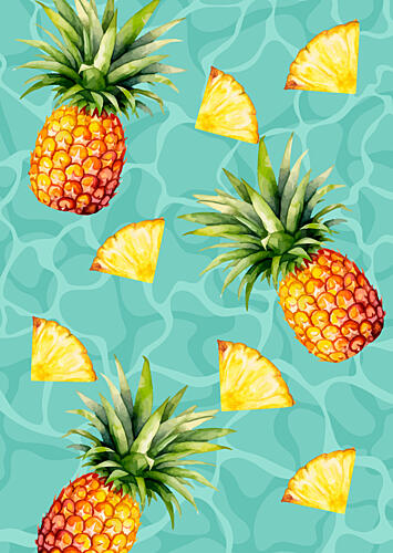 Tropical Aqua Pineapples Art Print