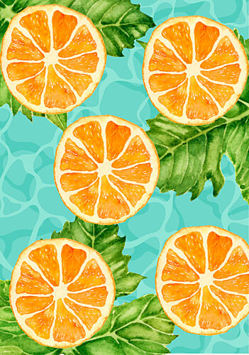 Floating Orange Slices Art Print