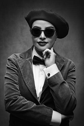 Stylish Woman Beret Art Print by Glamour Studio