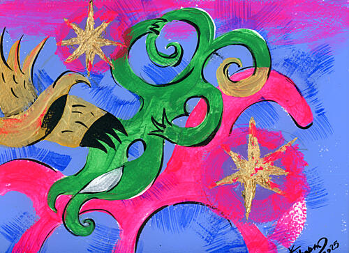 Vibrant Abstract Golden Forms Art Print
