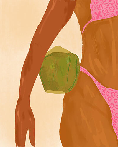 Tropical Bikini Coconut Art Print
