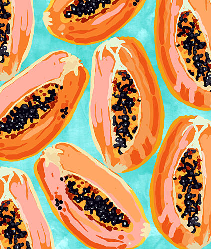 Vibrant Papaya Halves Art Print