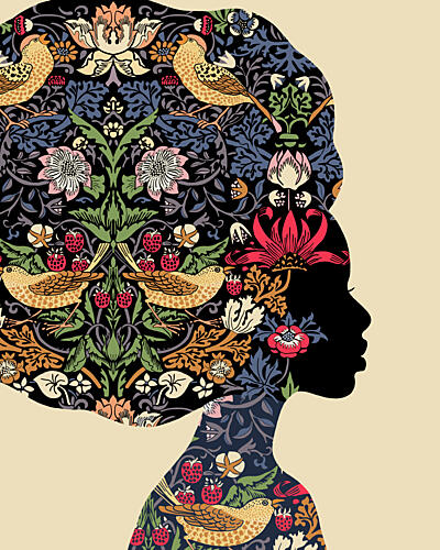 Floral Woman Silhouette Art Print
