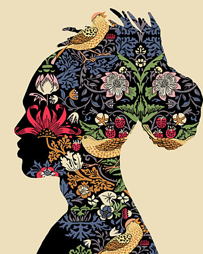 Botanical Woman Profile Art Print