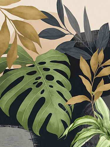 Abstract Tropical Leaves Art Print
