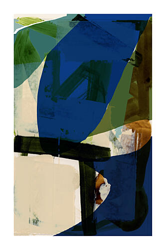 Modern Blue Green Shapes Art Print by Cartissi