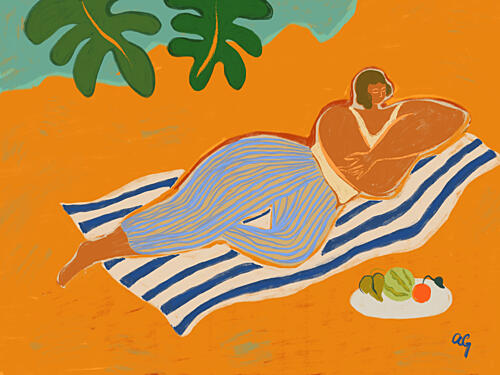 A Day at the Beach Art Print by Arty Guava