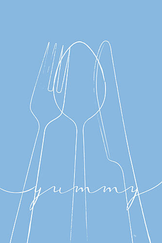 Blue Yummy Cutlery Art Print by Martina