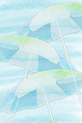 Pastel Beach Umbrellas Art Print by Martina