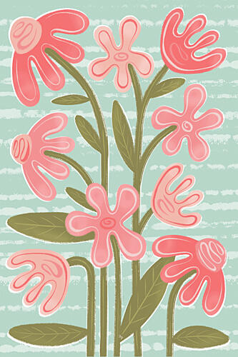 Whimsical Pink Flowers Art Print