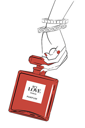 Love Paris Perfume Art Print by Martina