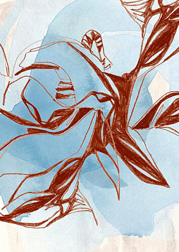 Flowing Botanical Sketch Art Print by Jenja Braun