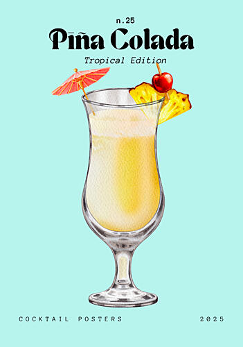 Tropical Pina Colada Cocktail Art Print
