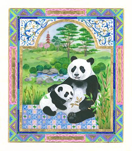 Pandas in the Garden Art Print