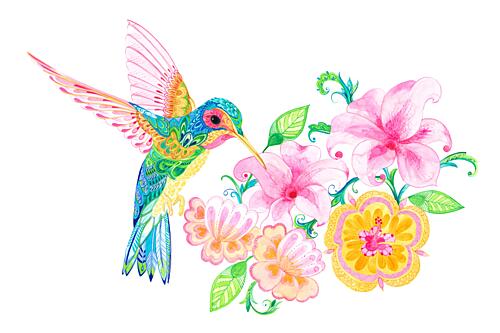 Patterned Hummingbird Art Print