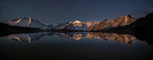 Starlit Mountain Reflection Art Print