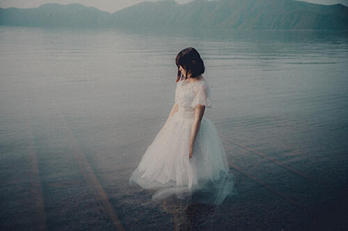 Serene Lake Woman Art Print