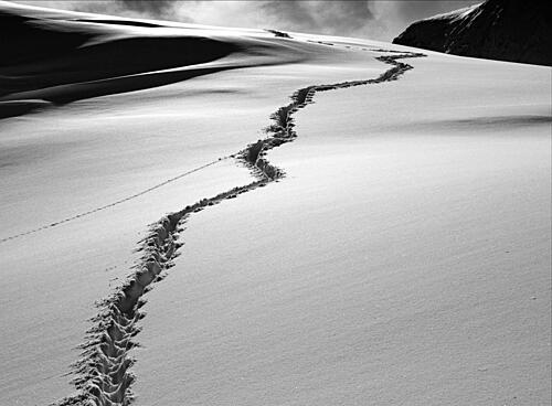 Snowy Mountain Path Art Print by Csaba Balasi