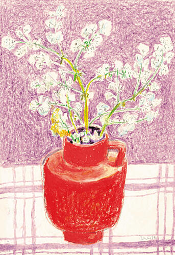Bright Flowers Red Vase Art Print