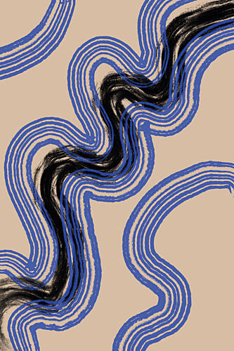 Black and Blue Lines Art Print by The Miuus Studio