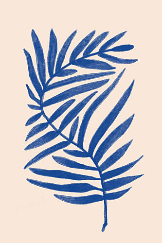 Blue Palm Leaves Art Print