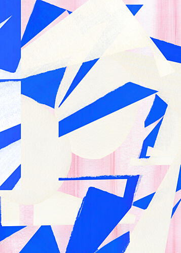 Bold Blue Pink Shapes Art Print by Jenja Braun