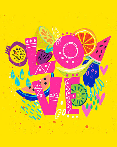 Tropical Fruit Love Art Print by Marusha Belle