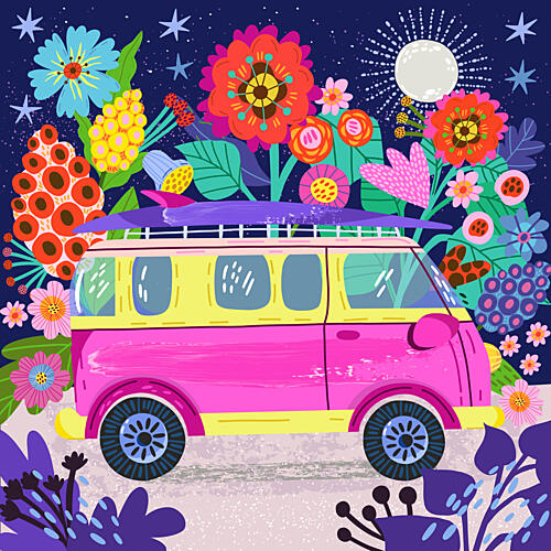 Bohemian van Summer Night Art Print