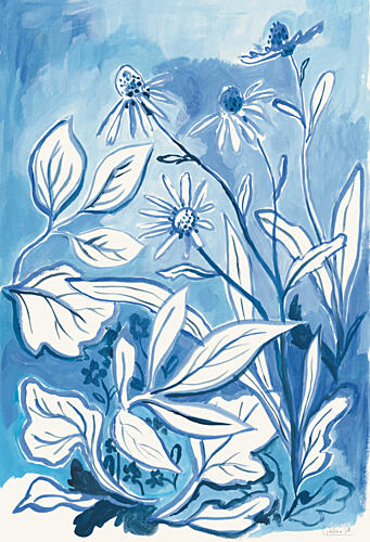 Blue Botanical Garden Art Print