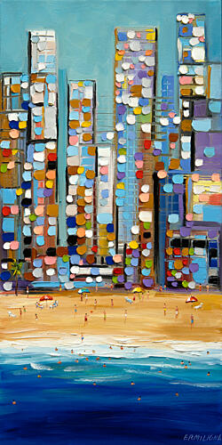 Colorful City Beach Art Print by Ekaterina Ermilkina