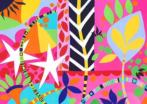 Stars and Flowers Art Print