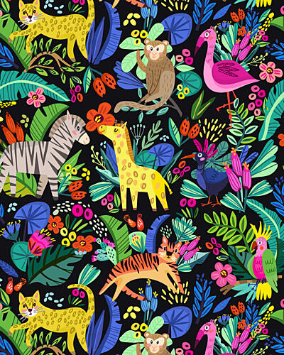 Colorful Jungle Animals Art Print by Marusha Belle