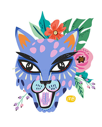 Colorful Jungle Jaguar Art Print by Marusha Belle