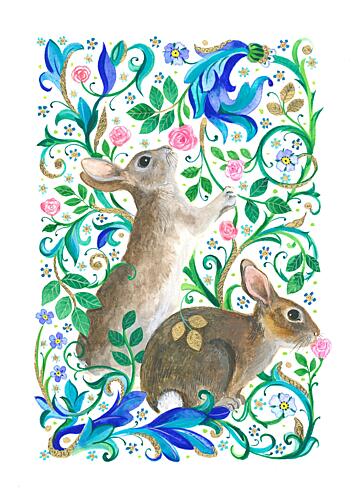 Briar Rose and Bunnies Art Print