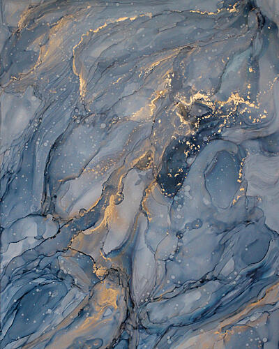 Tranquil Blue Gold Art Print
