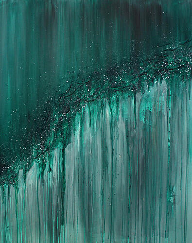 Glittering Teal Cascade Art Print