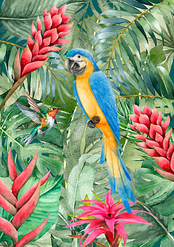 Vibrant Jungle Macaw Art Print