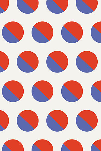 Red Blue Split Circles Art Print by Rosalinda