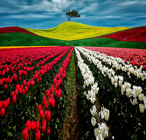 Vibrant Tulip Fields Art Print