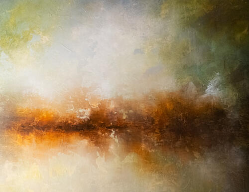 Misty Golden Horizon Art Print by Nizaket Sinanovska