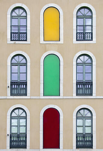 Colorful Arched Windows Art Print
