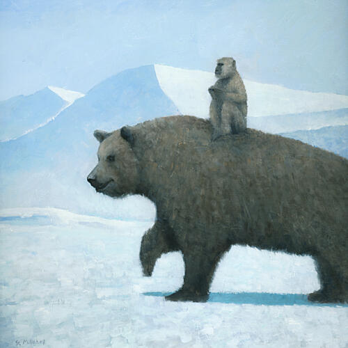 Bear Monkey Mountain Adventure Art Print