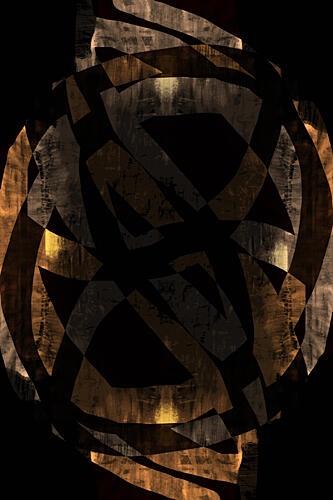 Dark Gold Abstract Shapes Art Print by Cartissi
