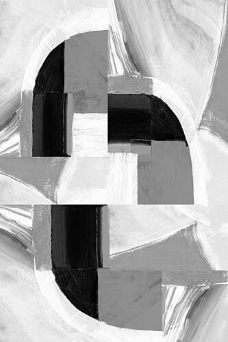 Geometric Grayscale Abstract Art Print by Cartissi