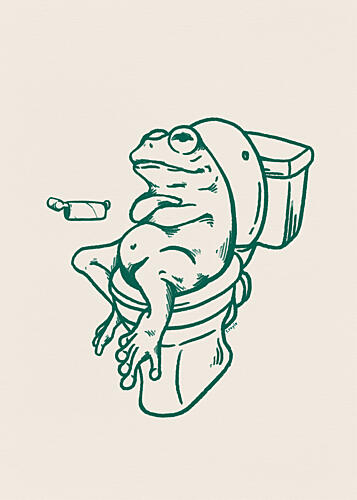 Frogs Bathroom Break Art Print